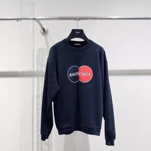 🚩steal authentic Balenciaga Black Crewneck Sweatshirt with Red Logo Circles